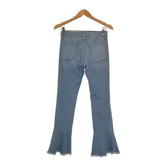 Frame Denim Le Skinny de Jeanne Women's Size 26 Raw Hem Flare Jeans Light Wash - Picture 2 of 16